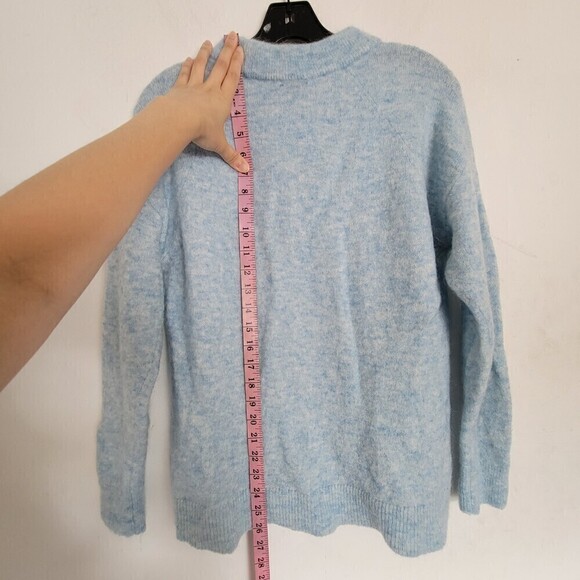Witchery Wool Mohair Heathered Baby Blue Pullover Mock Neck Sweater Size XXS - Picture 6 of 11